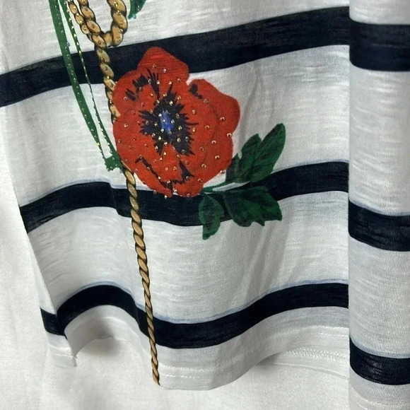 Y2K,vtg, NEW, MOFFI top,beaded floral, striped,sheer,feminine,cottagecore,boho - Picture 3 of 13